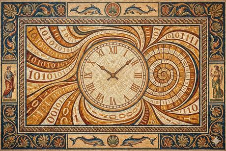 Flowing ones and zeroes mosaic